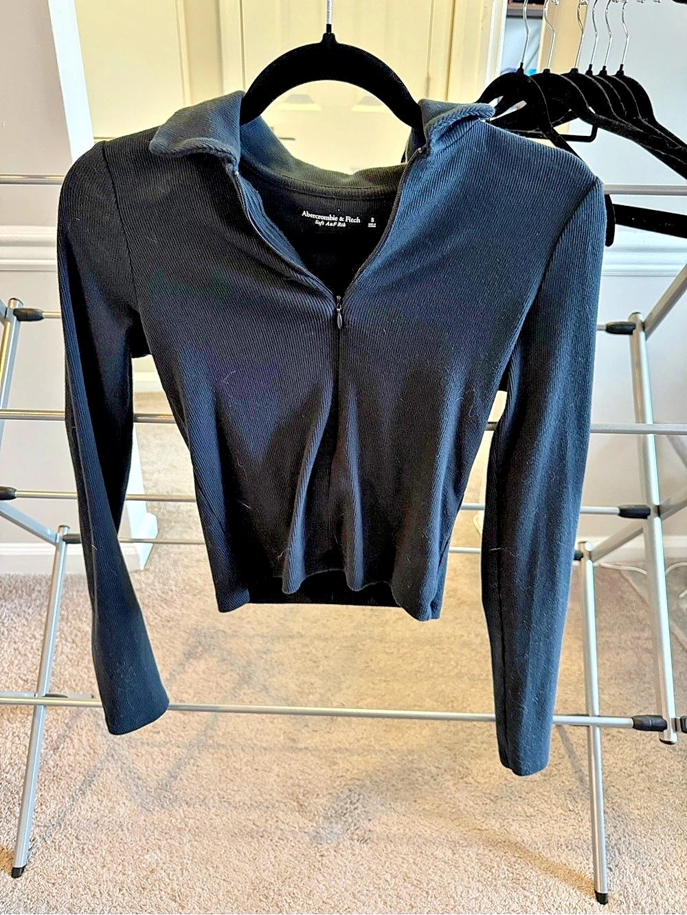 Abercrombie & Fitch Soft A&F Rib Quarter-Zip Top